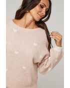 Pull col rond cœur Cléo vieux rose
