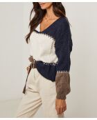 Pull col V Carla bleu marine