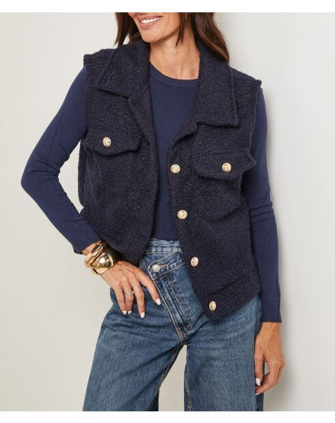 Gilet sans manche poche Élia bleu marine