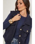 Gilet sans manche poche Élia bleu marine