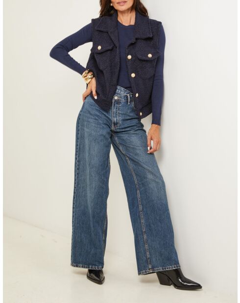 Gilet sans manche poche Élia bleu marine