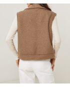 Gilet sans manche poche Éléonore taupe