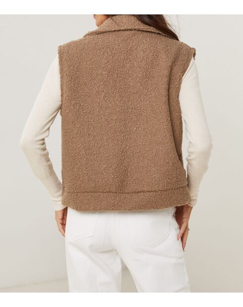 Gilet sans manche poche Éléonore taupe