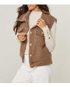 Gilet sans manche poche Éléonore taupe