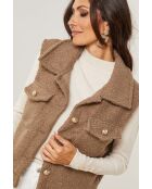 Gilet sans manche poche Éléonore taupe