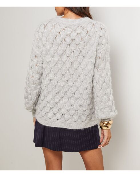 Pull col rond à motif écaille Isaline gris