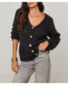 Gilet à bouton col V Liliana noir