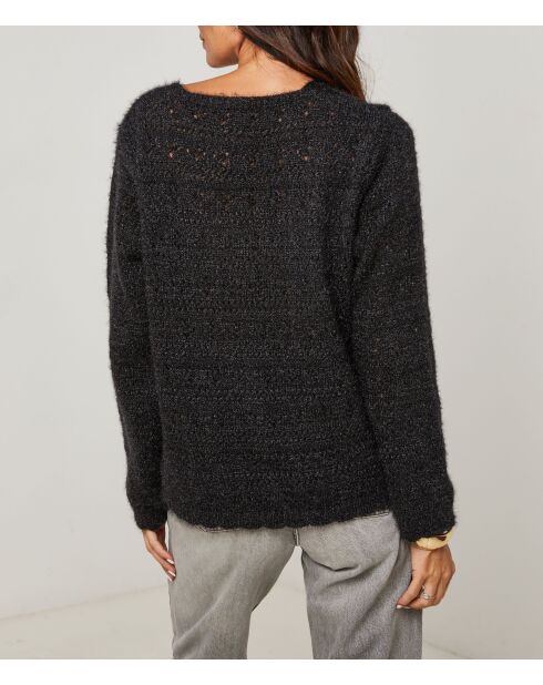 Gilet à bouton col V Liliana noir