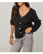 Gilet à bouton col V Liliana noir