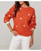 Pull col rond cœur Chiara orange