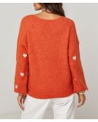Pull col rond cœur Chiara orange