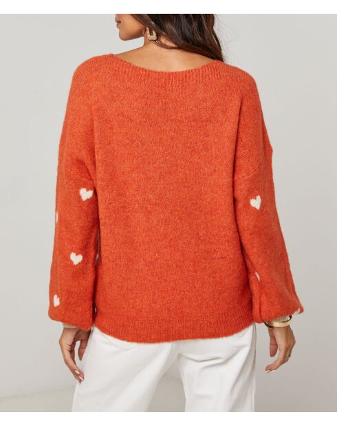 Pull col rond cœur Chiara orange