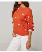 Pull col rond cœur Chiara orange