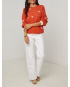 Pull col rond cœur Chiara orange