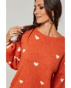 Pull col rond cœur Chiara orange