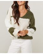 Jersey caqui Celeste con cuello en V