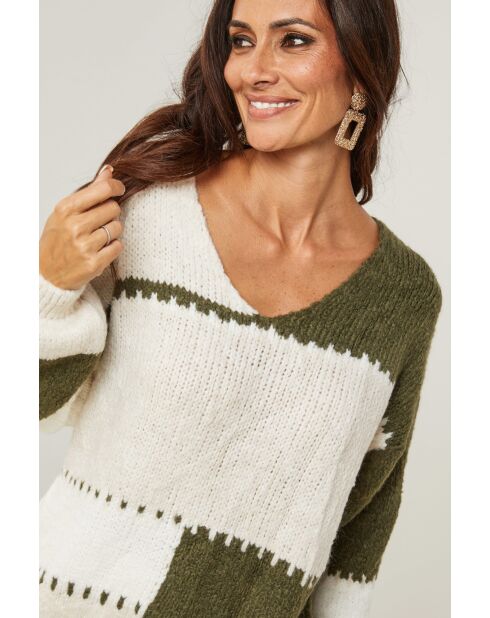 Jersey caqui Celeste con cuello en V