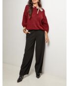 Pull col rond avec foulard Livia bordeaux