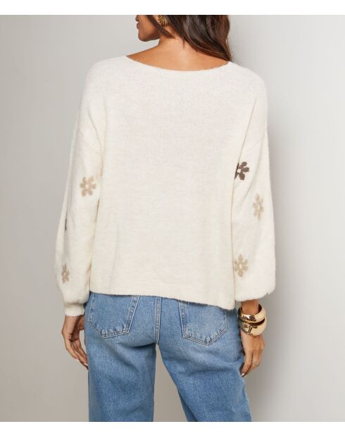 Pull col V Anastasia beige