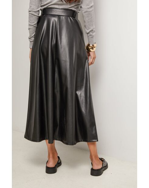 Jupe ample faux cuir avec ceinture incluse Fanny noire