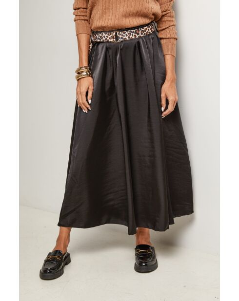 Jupe ample satinée avec ceinture incluse Eugénie noire