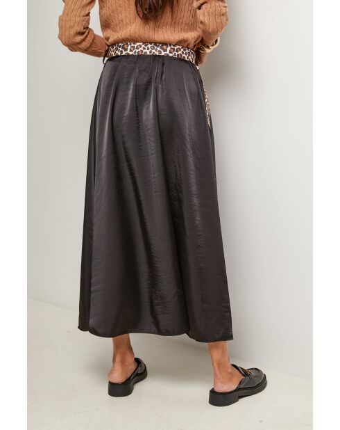 Jupe ample satinée avec ceinture incluse Eugénie noire