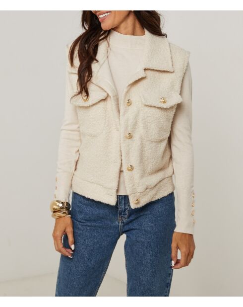 Gilet sans manche poche Elina beige