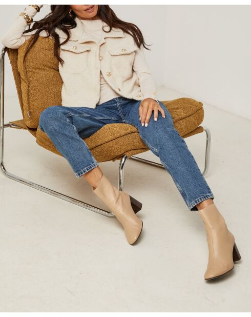 Gilet sans manche poche Elina beige