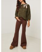 Pull col rond avec foulard Lina kaki