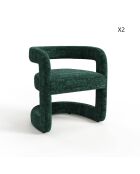Lot de 2 chaises KLAY velours tramé vert émeuraude - 53 x 61 x 71 cm