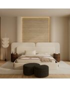OVO Sitzpuff 80 cm, geflochtener Samt, 80 x 52 x 36 cm, Espressobraun