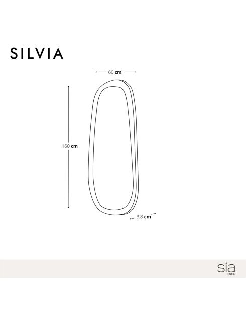 Miroir Silvia chêne noir - 160 x 60 x 3.8 cm