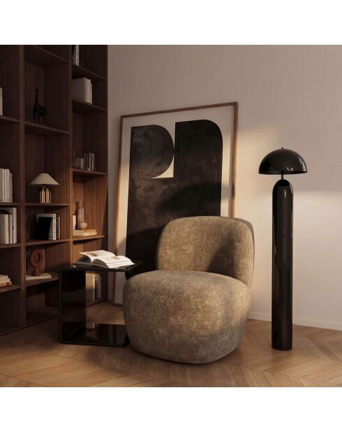 Fauteuil pivotant IVY velours tramé taupe - 65 x 68 x 73 cm