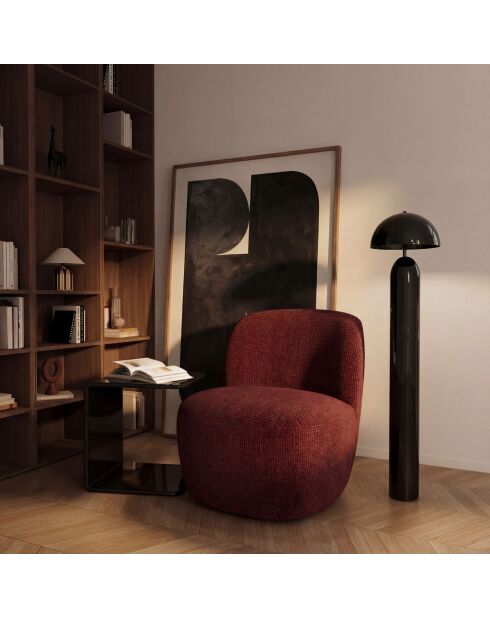 Fauteuil pivotant IVY velours tramé bordeaux - 65 x 68 x 73 cm