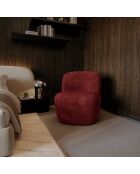 Fauteuil pivotant IVY velours tramé bordeaux - 65 x 68 x 73 cm