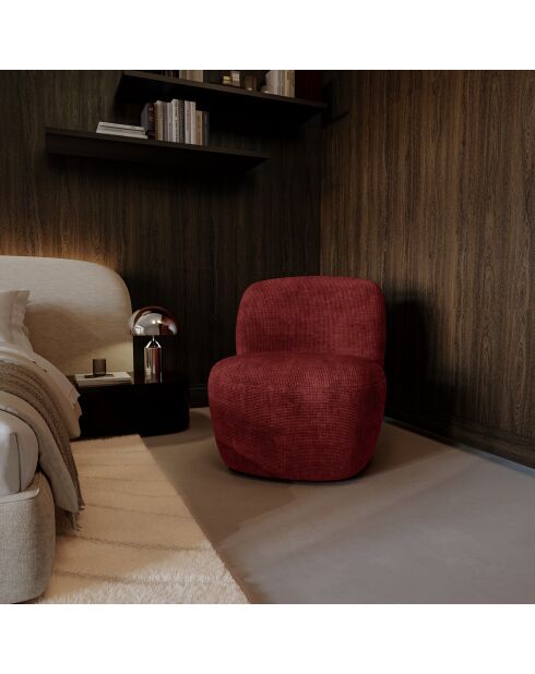 Fauteuil pivotant IVY velours tramé bordeaux - 65 x 68 x 73 cm