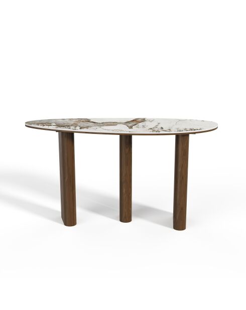 Console Pietra céramique Pandora et bois noyer foncé - 120 x 41 x 60 cm