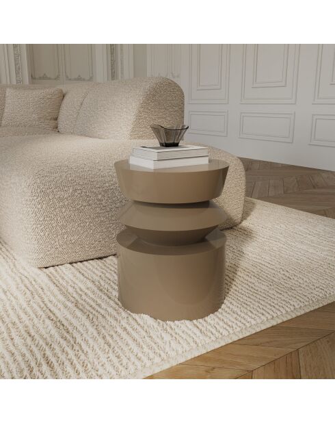 Table d'appoint laquée Minuti taupe 40 cm - 39.5 x 39.5 x 52 cm