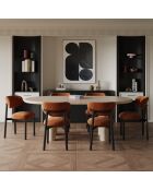Lot de 2 chaises Lumi velours chenillé terracotta pieds noirs - 49 x 57.5 x 77 cm