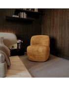 Fauteuil pivotant IVY velours tramé moutarde - 65 x 68 x 73 cm
