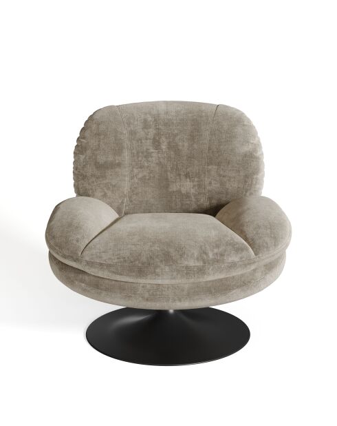 Fauteuil pivotant Replay en velours texturé taupe - 85 x 84 x 85 cm