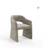 Lot de 2 petits fauteuils ARIEL velours texturé taupe - 60,5 x 59 x 80,5 cm