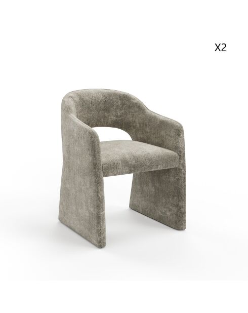 Lot de 2 petits fauteuils ARIEL velours texturé taupe - 60,5 x 59 x 80,5 cm