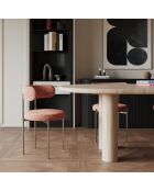 2 Chaises ADELE velours tramé rose vintage pieds chrome - 52 x 45.5 x 76.5 cm