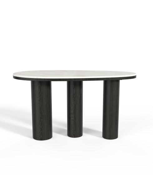Console Scala marbre blanc naturel et chêne noir - 120 x 40 x 60 cm