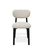 2 Chaises LUMI tissu bouclette crème pieds noirs - 49 x 57.5 x 77 cm