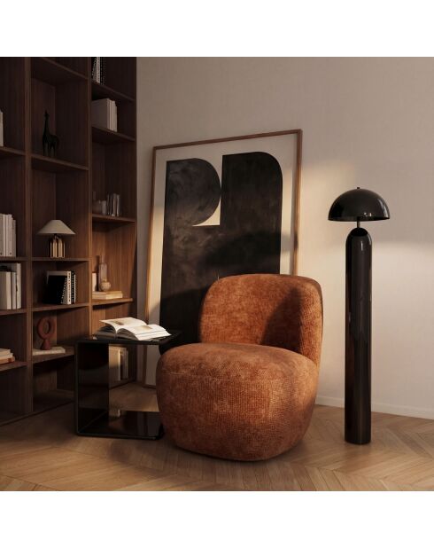 Fauteuil pivotant IVY velours tramé orange cuivré - 65 x 68 x 73 cm