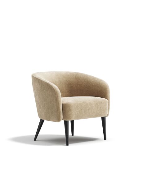 Fauteuil Loven tissu tramé toucher doux taupe - 73.5 x 67.5 x 66.5 cm