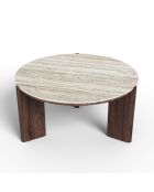 Table basse ELIA céramique aspect travertin - 85 x 85 x 40 cm