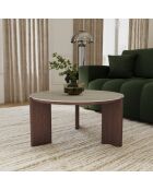 Table basse ELIA céramique aspect travertin - 85 x 85 x 40 cm